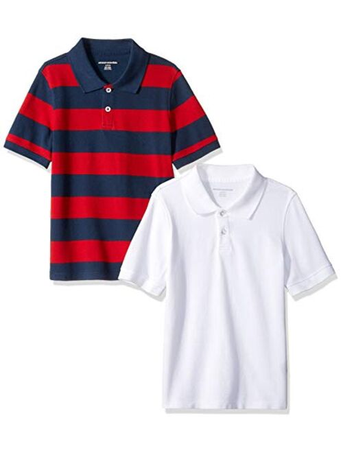 Amazon Essentials Boys' Short-Sleeve Uniform Pique Polo