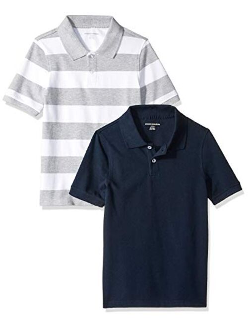 Amazon Essentials Boys' Short-Sleeve Uniform Pique Polo