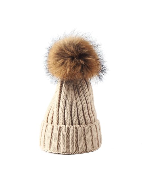 xsby Knitted Cozy Warm Winter Snowboarding Ski Hat with Pom Pom Slouchy Hat