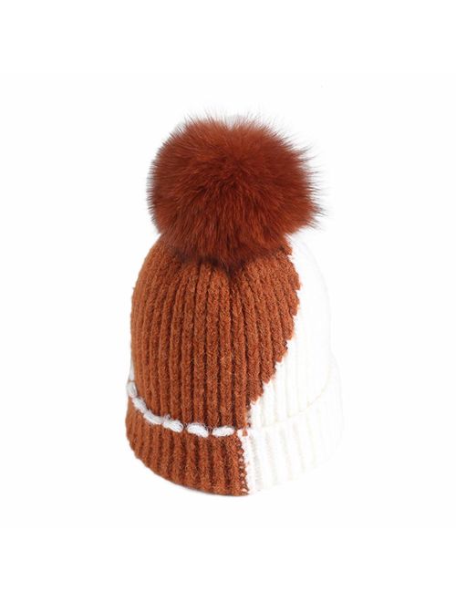 xsby Knitted Cozy Warm Winter Snowboarding Ski Hat with Pom Pom Slouchy Hat