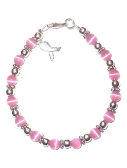 Cancer Awareness Bracelet, for Showing Support or Fundraising Campaign, 18 Colors to Choose from, Adult Sized with Extension, 6mm Cat's Eye Beads. Comes Packaged.