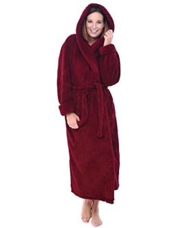 Women's Warm Fleece Robe with Hood, Long Plush Bathrobe