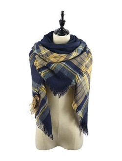 Women's Fall Winter Scarf Classic Tassel Plaid Scarf Warm Soft Chunky Large Blanket Wrap Shawl Scarves