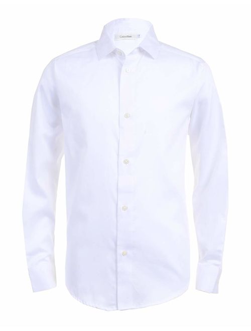 Calvin Klein Boys' Long Sleeve Sateen Dress Shirt