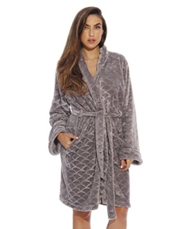 Just Love Kimono Robe Velour Scalloped Texture Bath Robes for Women