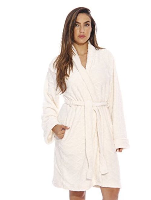 Just Love Kimono Robe Velour Scalloped Texture Bath Robes for Women