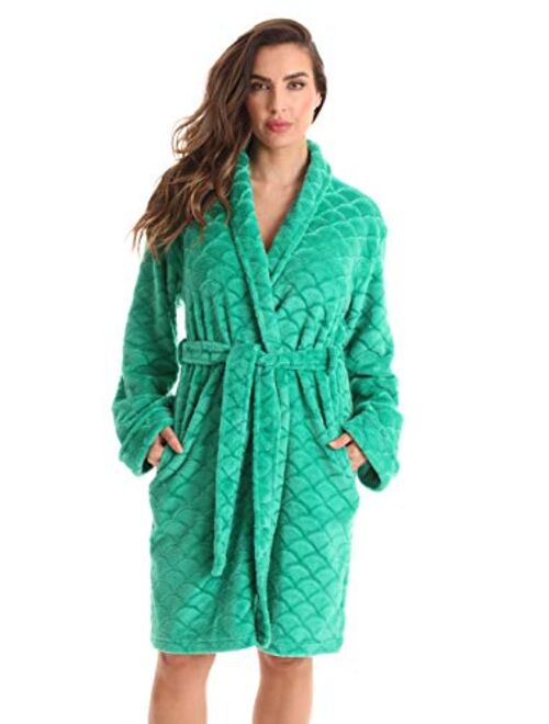 Just Love Kimono Robe Velour Scalloped Texture Bath Robes for Women