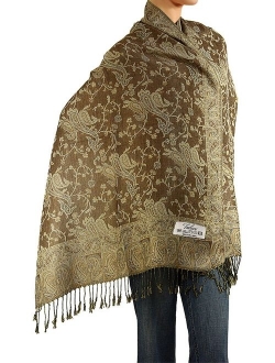 Falari Women's Woven Reversible Paisley Pashmina Shawl Wrap Scarf 80