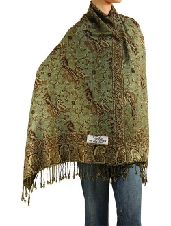 Falari Women's Woven Reversible Paisley Pashmina Shawl Wrap Scarf 80