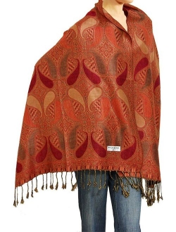 Falari Women's Woven Reversible Paisley Pashmina Shawl Wrap Scarf 80