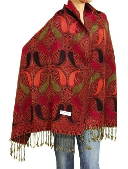 Falari Women's Woven Reversible Paisley Pashmina Shawl Wrap Scarf 80