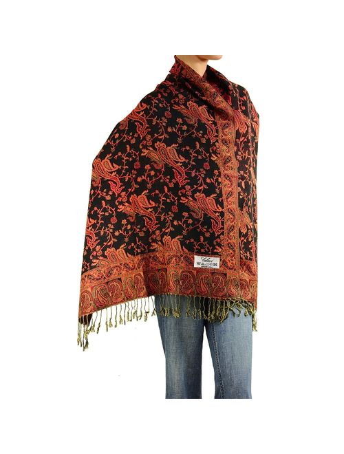 Falari Women's Woven Reversible Paisley Pashmina Shawl Wrap Scarf 80