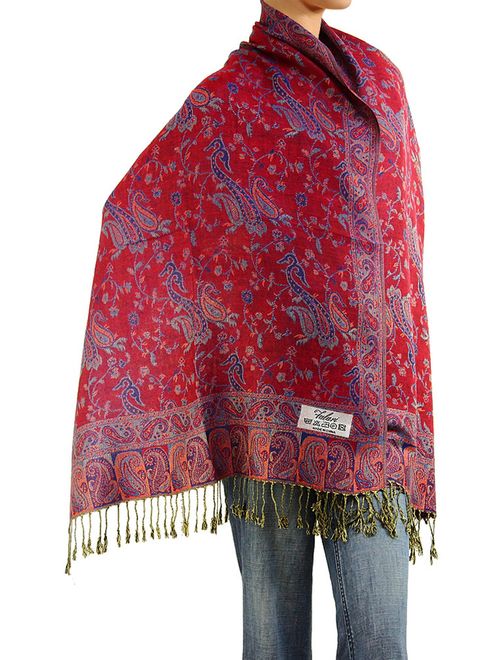 Falari Women's Woven Reversible Paisley Pashmina Shawl Wrap Scarf 80