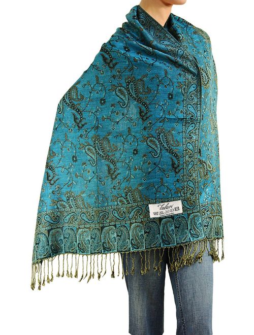 Falari Women's Woven Reversible Paisley Pashmina Shawl Wrap Scarf 80