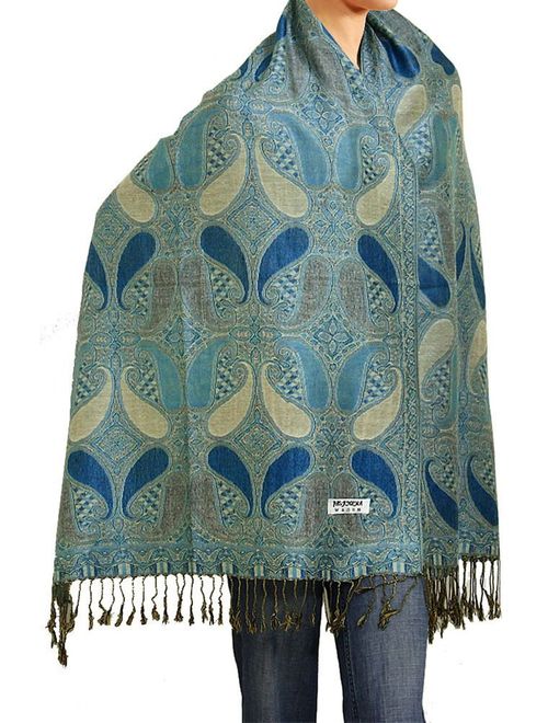 Falari Women's Woven Reversible Paisley Pashmina Shawl Wrap Scarf 80