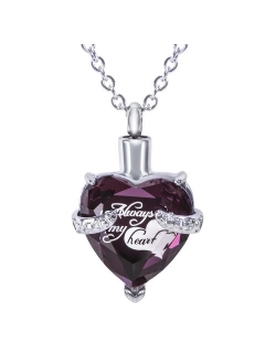 Smartchoice Cremation Jewelry For Ashes Urn Necklace Heart Pendant With Beautiful Presentation Gift Box With Stainless Chain And Accessories,