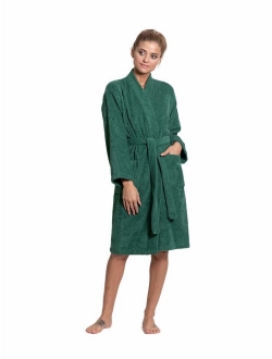 Turkuoise Women's Terry Cloth Robe Turkish Cotton Terry Kimono Collar