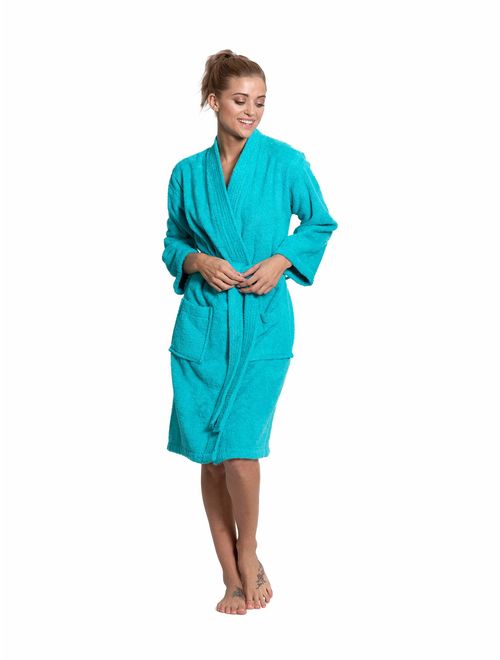 Turkuoise Women's Terry Cloth Robe Turkish Cotton Terry Kimono Collar