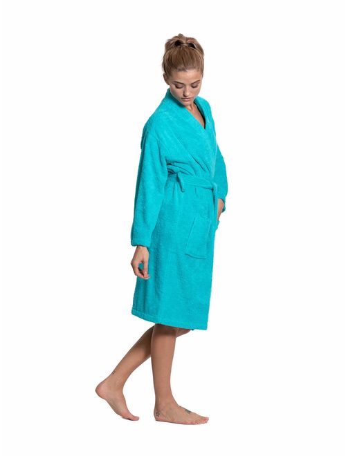 Turkuoise Women's Terry Cloth Robe Turkish Cotton Terry Kimono Collar