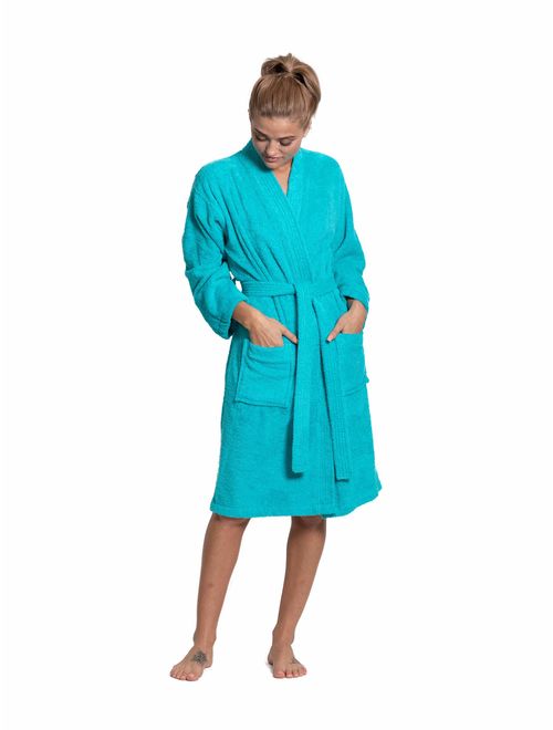 Turkuoise Women's Terry Cloth Robe Turkish Cotton Terry Kimono Collar