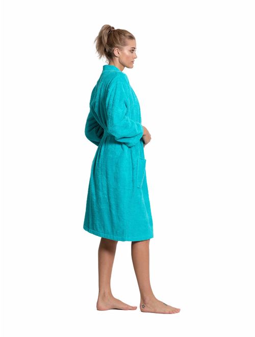 Turkuoise Women's Terry Cloth Robe Turkish Cotton Terry Kimono Collar