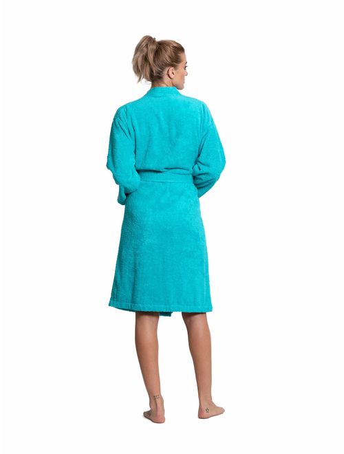 Turkuoise Women's Terry Cloth Robe Turkish Cotton Terry Kimono Collar