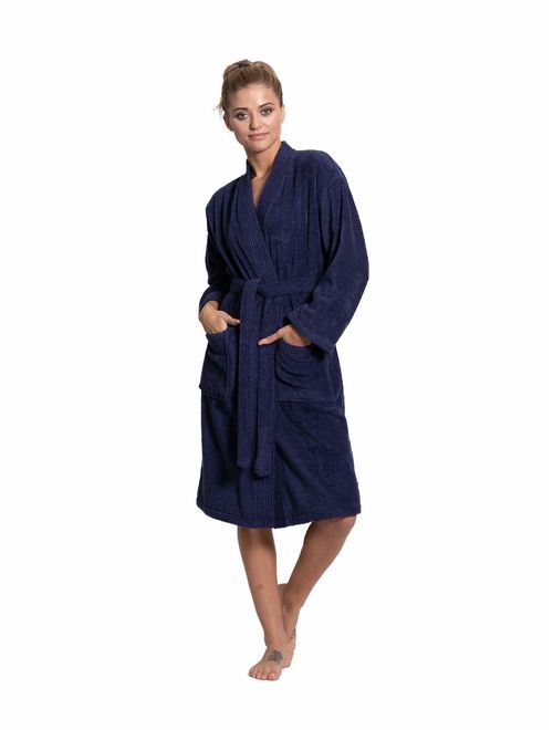 Turkuoise Women's Terry Cloth Robe Turkish Cotton Terry Kimono Collar