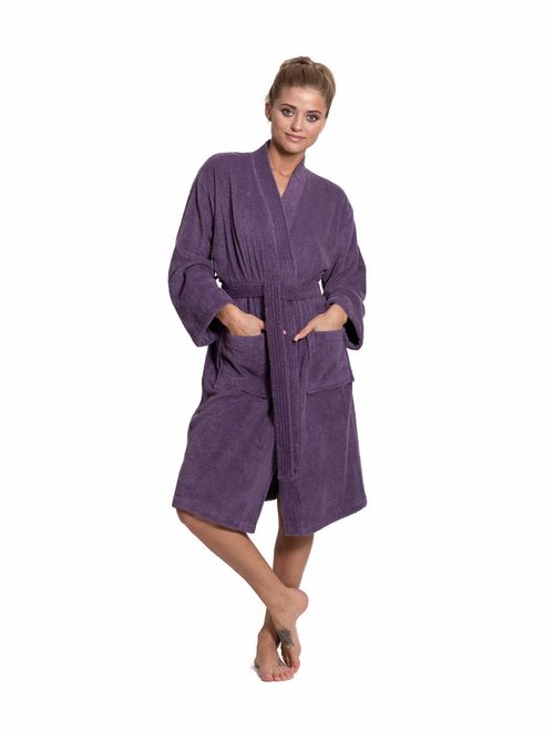 Turkuoise Women's Terry Cloth Robe Turkish Cotton Terry Kimono Collar