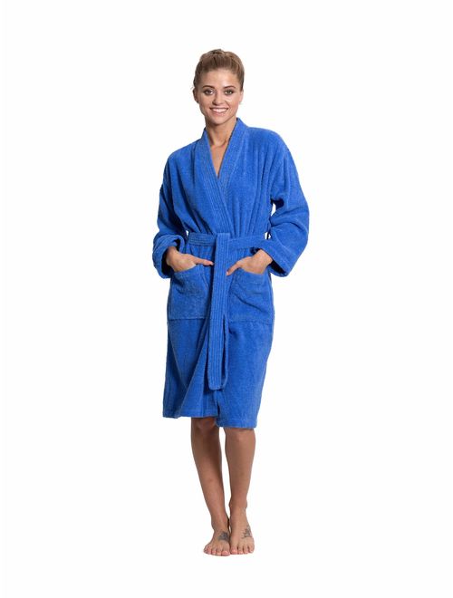 Turkuoise Women's Terry Cloth Robe Turkish Cotton Terry Kimono Collar