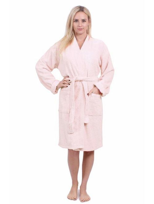 Turkuoise Women's Terry Cloth Robe Turkish Cotton Terry Kimono Collar