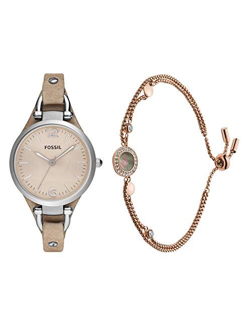 Fossil Women's Georgia Quartz Stainless Steel and Leather Casual Watch