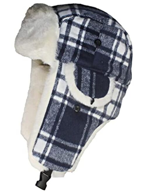 Best Winter Hats Big Kids Quality Madras Plaid Russian/Trapper Hat W/Faux Fur (One Size)