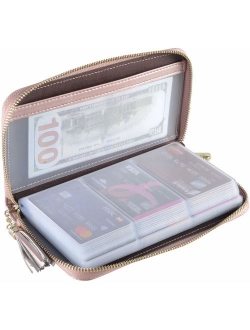 Easyoulife Credit Card Holder Wallet Womens Zipper Leather Case Purse RFID Blocking