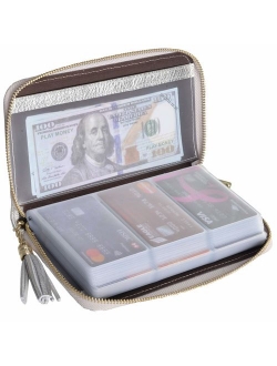 Easyoulife Credit Card Holder Wallet Womens Zipper Leather Case Purse RFID Blocking