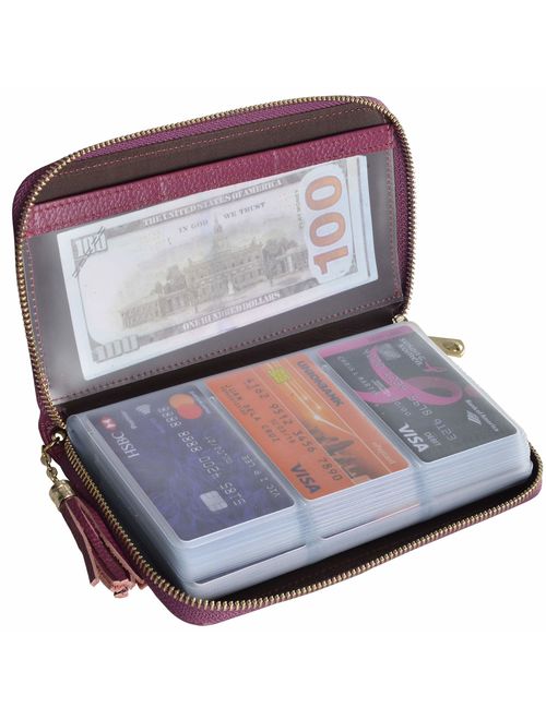 Easyoulife Credit Card Holder Wallet Womens Zipper Leather Case Purse RFID Blocking