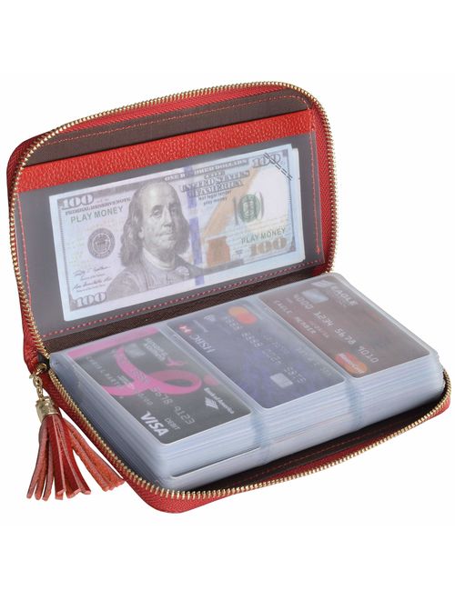 Easyoulife Credit Card Holder Wallet Womens Zipper Leather Case Purse RFID Blocking