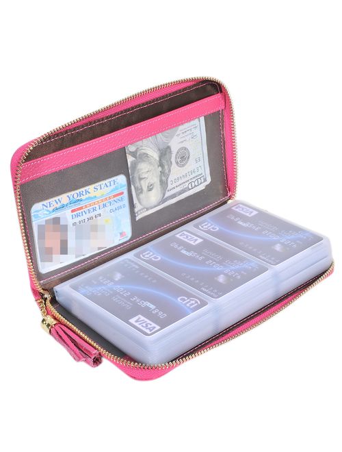 Easyoulife Credit Card Holder Wallet Womens Zipper Leather Case Purse RFID Blocking