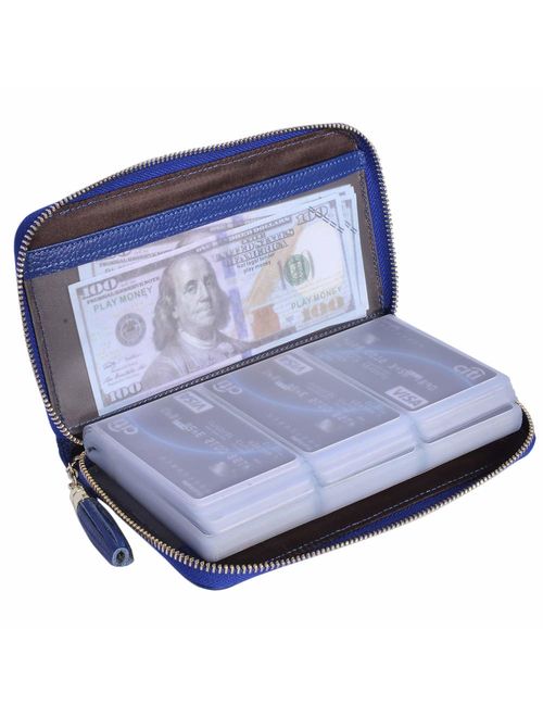 Easyoulife Credit Card Holder Wallet Womens Zipper Leather Case Purse RFID Blocking