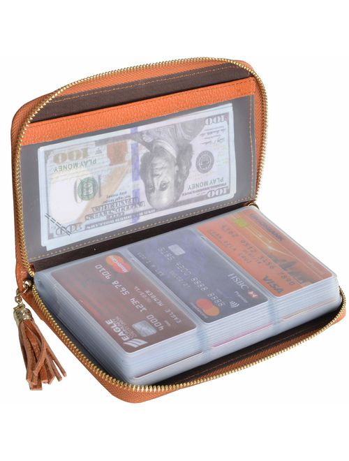 Easyoulife Credit Card Holder Wallet Womens Zipper Leather Case Purse RFID Blocking