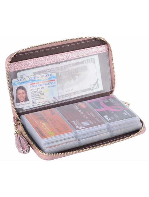 Easyoulife Credit Card Holder Wallet Womens Zipper Leather Case Purse RFID Blocking