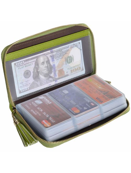 Easyoulife Credit Card Holder Wallet Womens Zipper Leather Case Purse RFID Blocking