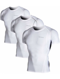 DEVOPS Men's 2~3 Pack Cool Dry Athletic Compression Short Sleeve Baselayer Workout T-Shirts