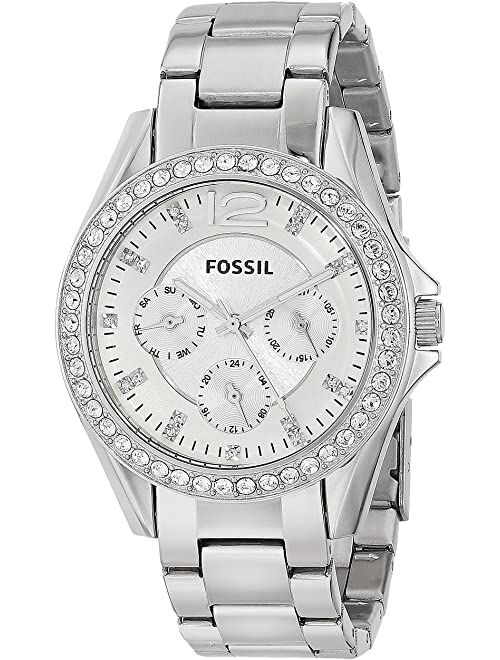 Fossil Women's Riley Stainless Steel Multifunction Glitz Quartz Watch