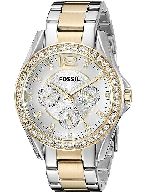 Fossil Women's Riley Stainless Steel Multifunction Glitz Quartz Watch