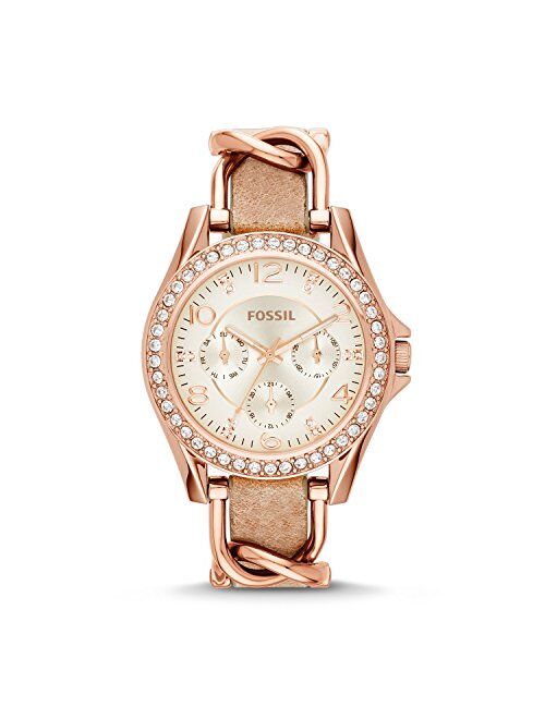 Fossil Women's Riley Stainless Steel Multifunction Glitz Quartz Watch