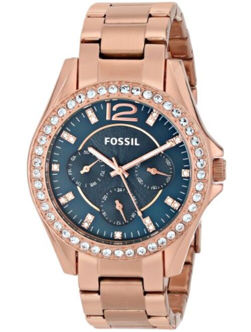 Fossil Women's Riley Stainless Steel Multifunction Glitz Quartz Watch