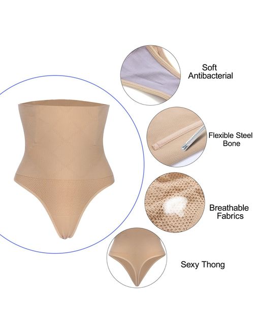 Nebility Women Butt Lifter Shapewear Hi-Waist Tummy Slimmer Thong Panty Seamless Body Shaper Shorts