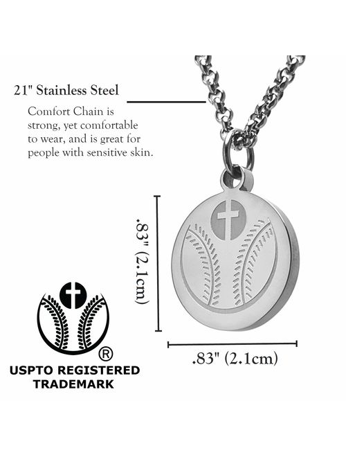 Pendant Sports Luke 1:37 Athletes Necklace Crafted in Stainless Steel and Presented in a Black Velvet Box. Baseball, Football, Hockey, Racing, Soccer, Basketball & Volley