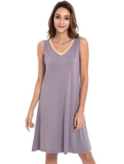 GYS Womens Bamboo Viscose Sleeveless V Neck Nightgown