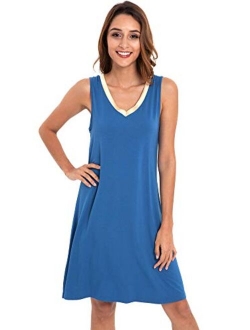 GYS Womens Bamboo Viscose Sleeveless V Neck Nightgown